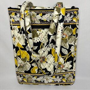 Vera Bradley Dogwood Black Yellow Cream Quilted Cotton Large Laptop Bag Tote